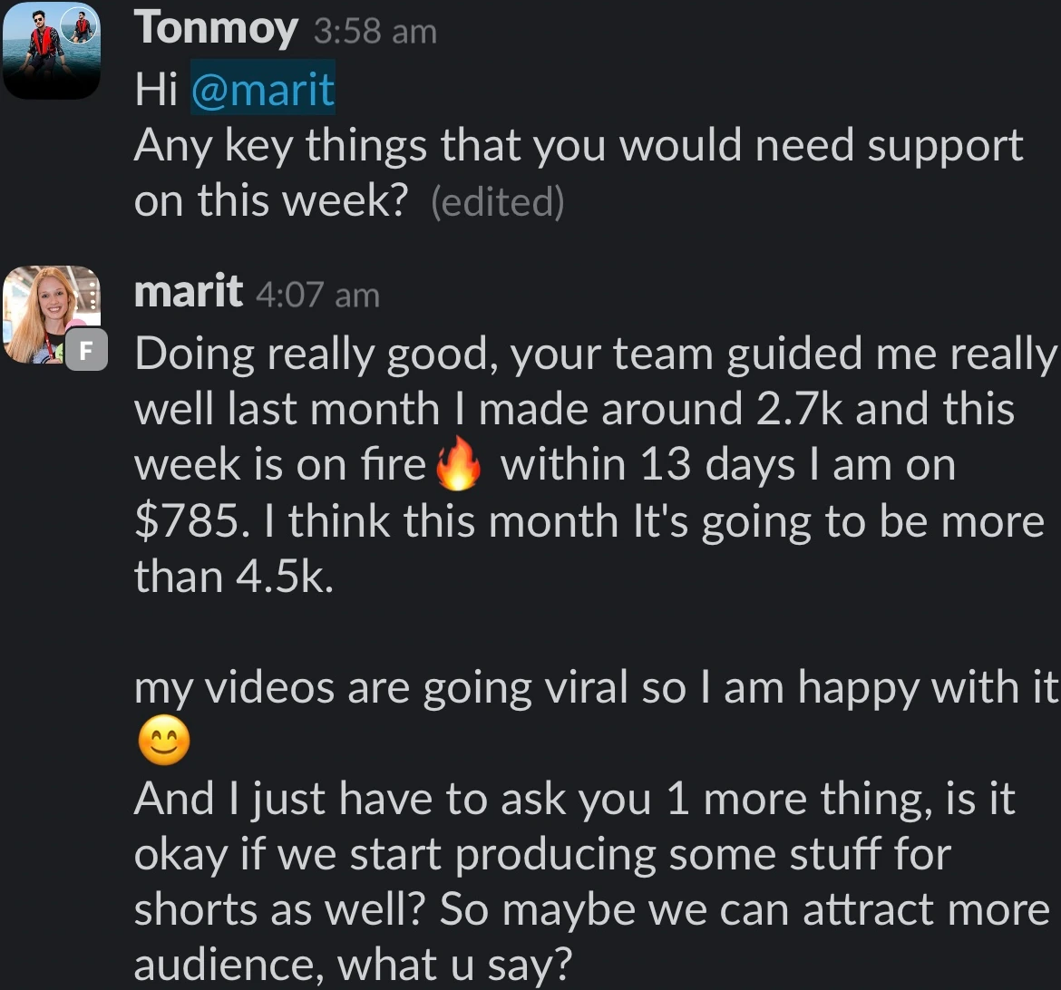 Community direct message feedback